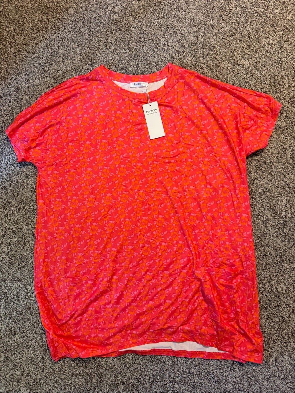 Poshmark Coral Pink Floral Pocket Tunic